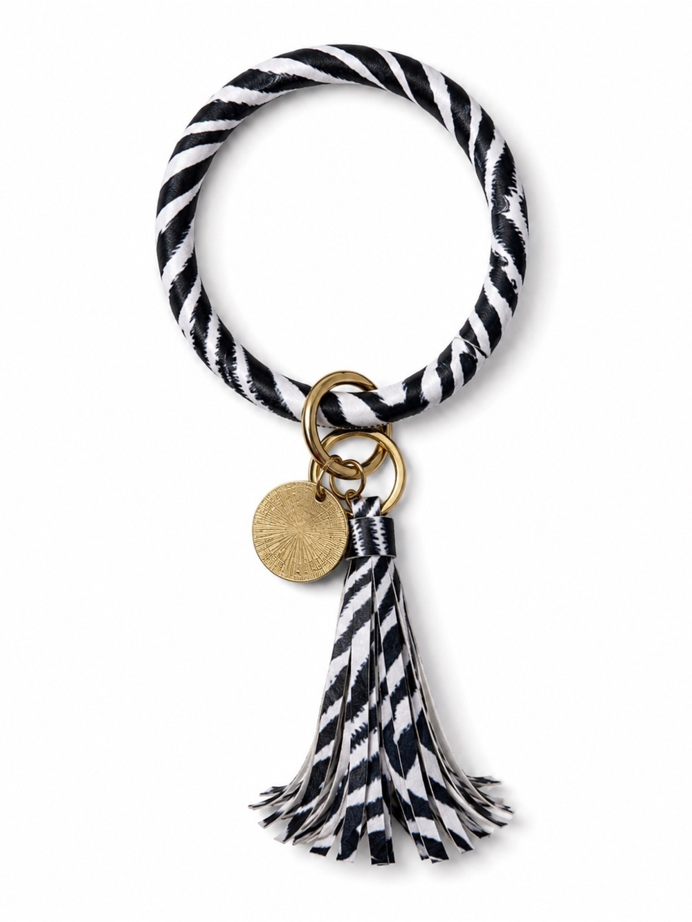 Zebra Print Family Is Forever Wristlet Bracelet Key Ring Keychain - Large - Picture 4 of 4